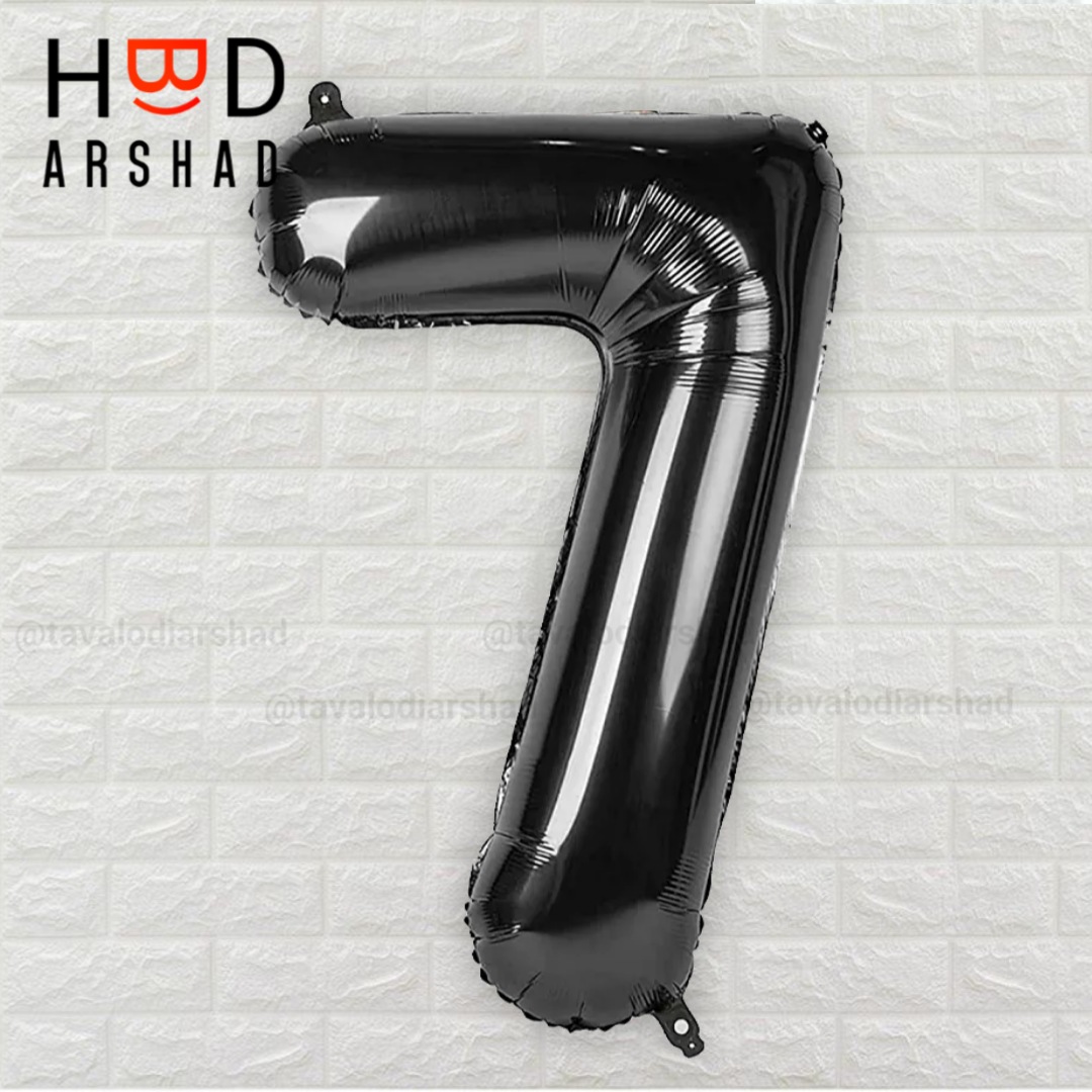 بادکنک فویلی عدد 7 مشکی ۳۲ اینچ